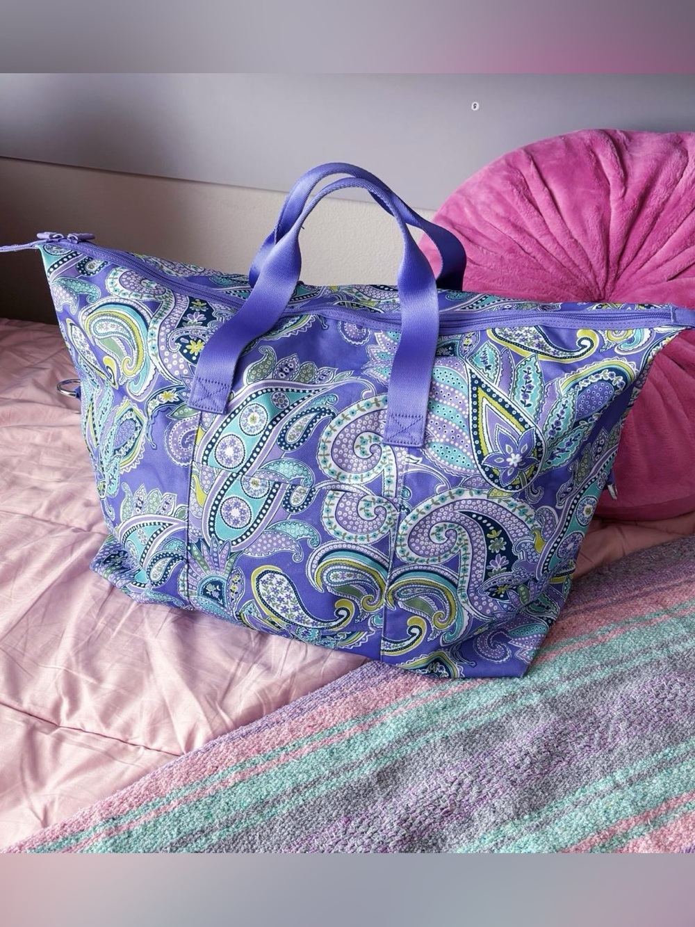 Vera Bradley Purple Paisley Large Weekender Travel Duffel Bag